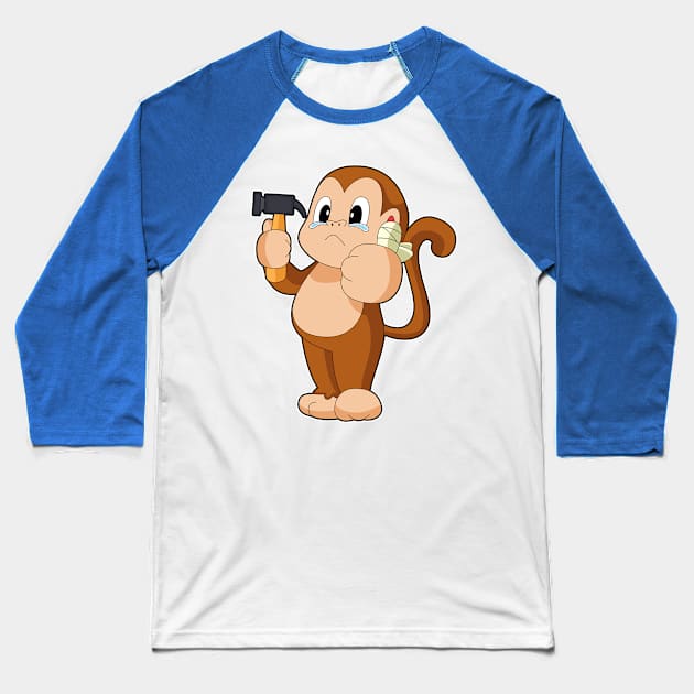 Monkey Handyman Hammer Baseball T-Shirt by Markus Schnabel